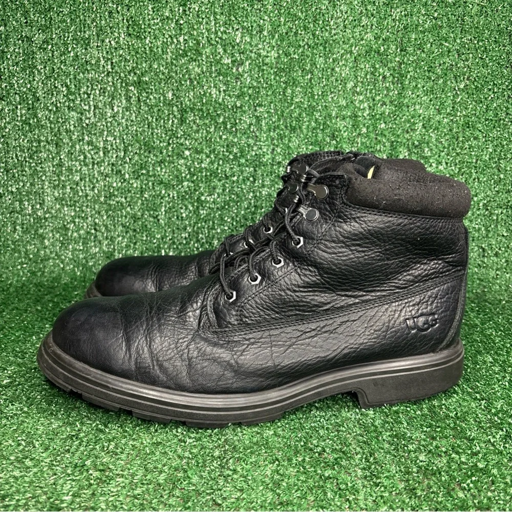 UGG Mens‎ Biltmore Mid Plain Toe Boots Black Leather Size 12 M